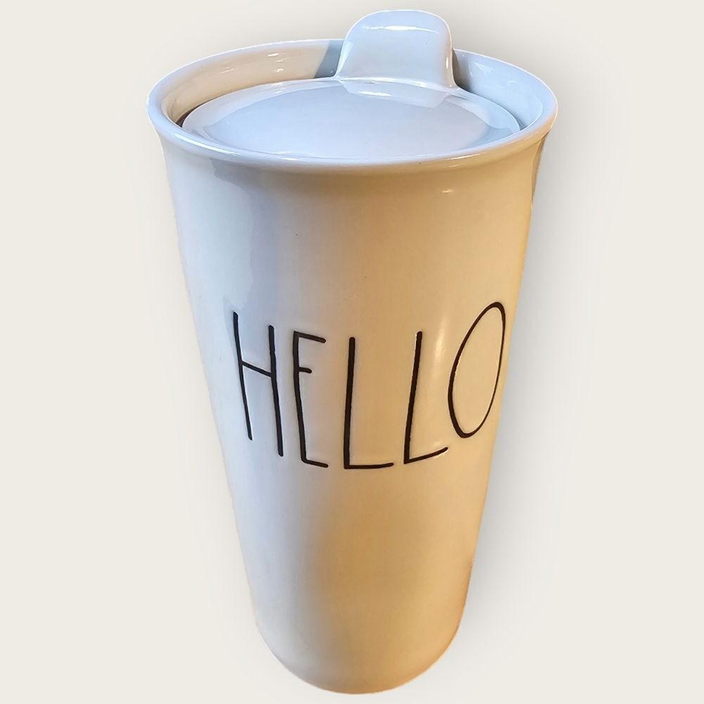 ☕ Rae Dunn “Hello” Travel Mug | To Go Coffee Cup | Artisan Collection